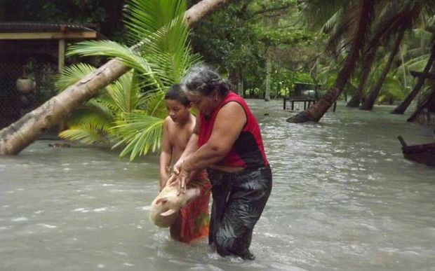 Flooding in Tuvalu after Cyclone Pam