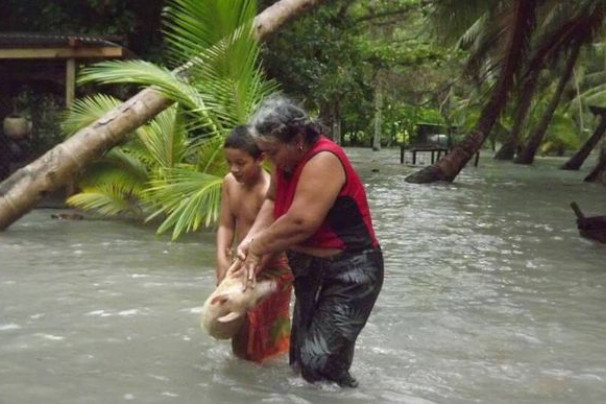 Tuvalu flooding after Cyclone Pam
