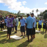 Students at Nasau Youth Training Centre in Sigatoka work in groups to brainstorm the dangers and risks that might exist in their natural environment during times of disaster as part of the course on resilience developed by the EU PacTVET Project in collaboration with the Fiji Higher Education Commission. Photo: Fiji Higher Education Commission