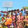 Villagers of Vanuakula in Tavua during the unveiling of their village billboard marking their commitment to the Community of Practice initiative